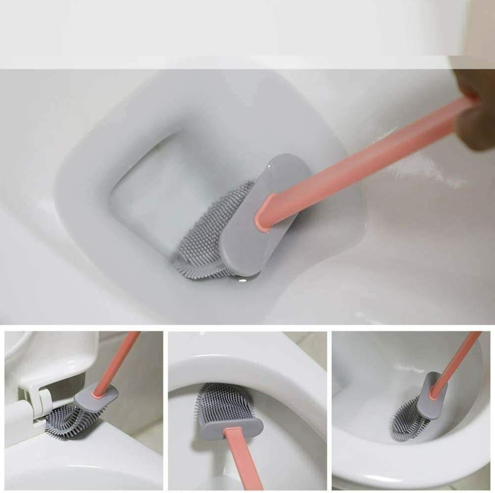  Cepillo de silicona flexible para limpieza de inodoro